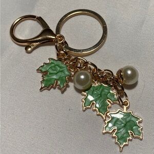 St. Patrick’s Day Purse Charm Gold and Green Leaf